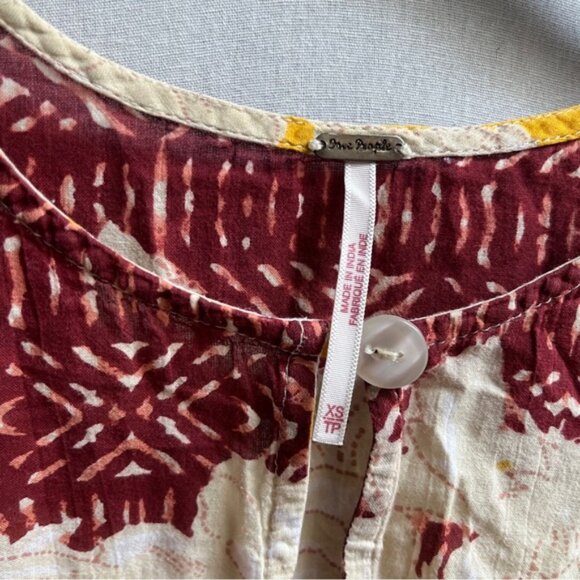 Free People Gotta Have It Marigold Pattern Cotton Sleeveless Boho Tunic Sz XS - Picture 5 of 9